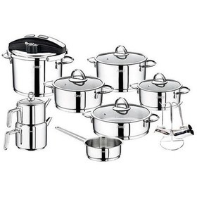 Resim Fms Silver Gümüş 18 Parça Çelik Çeyiz Tencere Takımı 6012 