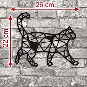 Resim SUME Geometrik Desen Kedi Ahşap Duvar Dekoru 