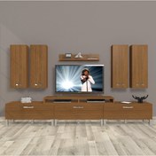 Resim Ekoflex 8d Slm Krom Ayaklı Tv Ünitesi Tv Sehpası - Naturel Ceviz 