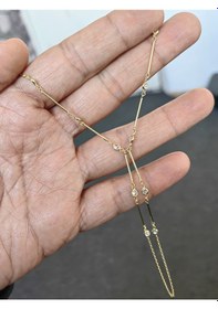 Resim Zirkon Taşlı Gümüş Şahmeran Bileklik Uzun Çubuk Zincirli Tasarım - Gold Renk Gold 