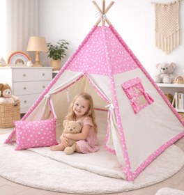 Resim ConconBebe Cocuk Çadırı Devrileyen Toplanmayan Çocuk Oyun Çadırı Kızıldereli Çadırı Oyun Evi Pembe Yıldızlı 