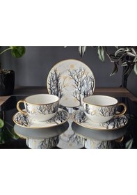 Resim Konyax Sarı Kar 2 Kişilik Çay Fincanı Çok Renkli 