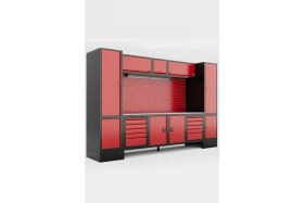 Resim Dorf 3,5 Metre Modüler Üst, Sağ ve Sol Dolaplı 10 Çekmeceli 2 Dolaplı Çalışma Tezgahı Boş 