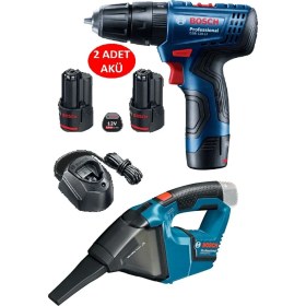Resim Şarjlı Matkap Darbeli Matkap Çift Akülü Vidalama + Bosch Gas 12V Şarjlı Süpürge 