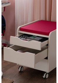 Resim Creo Mobili Çekmeceli Tekerlekli Sirius Keson, Oturulabilir Ofis Ve Ev Komodini, Beyaz/fuşya 