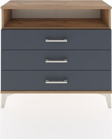 Resim Arges Şifonyer Tek Raflı 3 Çekmeceli 88x30x80 Çam-antrasit Çam 