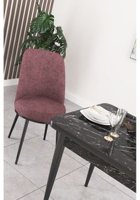 Resim Canisa Concept Nil Serisi 70x110 Sabit Mutfak Masası Takımı Siyah Mermer Desen Masa 4 Gül Kurusu Sandalye Siyah 