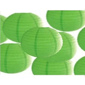 Resim Dekoratif Çin Feneri Kağıt Lamba - Yeşil Renkli 