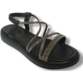 Resim Fancy 51-25 Antomik Taşlı Dolgu Topuk Kadın Sandalet Siyah 