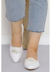 Resim Taş Detay Babet Ayakkabı Beyaz - 18971.264. Beyaz 