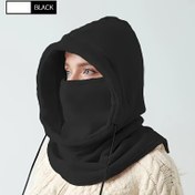 Resim 1 Adet Rüzgar Geçirmez Termal Örgü Balaclava Boyunluk - Tam Yüz ve Boyun Kapsama, Nefes Alabilir Esnek Kumaş Kayak Karla Yürüyüşü için - Siyah, Kar Hava Koşullarına Uygun Dayanıklı Dış Mekan Giyim 