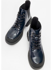 Resim Luvi Shoes Challo Laci Rugan Bağcıklı Lastikli Kadın Postal Bot Lacivert - Lacivert 