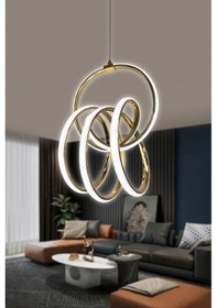 Resim Fokus Modern Sarkıt Led Avize 3 Mt - Kumandalı / Gold Gold 