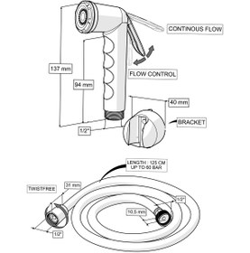 Resim İZ YAPI Felix El Tahareti– Beyaz | PVC Hortumlu | Duvar Askılı | Shut-Off 