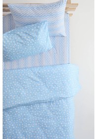 Resim Star Lastikli Çarşaflı Pamuklu Tek Kişilik Nevresim Takımı - Mavi 