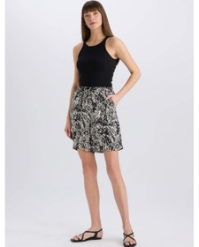 Resim Defacto Yüksek Bel Desenli Geniş Paça Viskon Şort L7411az25hsbk81 Siyah 