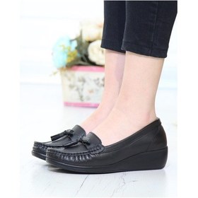 Resim Castle Black 9005 Siyah Hakiki Deri Kadın Günlük Ayakkabı Siyah 