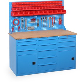 Resim starçelik 11 Çekmeceli Dolaplı Takım Asma Panolu Çalışma Tezgahı (1850x650x1944 mm ) 