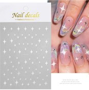 Resim 1 Adet Yıldız Temalı Nail Art Çıkartmalar 3d Kendinden Yapışkanlı Plastik Çıkartmalar Glitter Kaplama Anime Dikdörtgen Şekli Dıy Çivi İçin İdeal Derin Mavi 