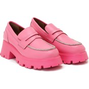 Resim Desa Kadın Pembe Taşlı Deri Loafer 