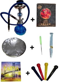 Resim Camp & Shisha Mavi Mini Nargile Takımı 1 Kg Küp Kömür Folyo 10 Sipsi 