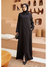 Resim Neways 6568-Fermuarlı Ferace Siyah 