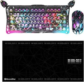 Resim Gravastar V75 Pro Manyetik Kablolu Gaming Klavye, XPro Kablosuz Optik Mouse ve Mousepad Oyuncu Seti (Neon Graffiti) 