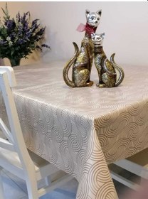 Resim Elyaflı Pvc Muşamba - Desenli Silinebilir Masa Örtüsü 02mrl170a Bej 