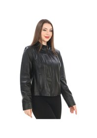 Resim Kadın Kahverengi Deri Ceket 