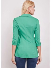 Resim Kapri Truvakar Kol Süs Cepli Kopçalı Ofis Blazer Kumaş Ceket-benetton Yeşil B.yeşili 