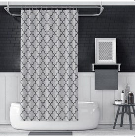 Resim Banyo Perdesi 2x100x200 Çift Kanat Duş Perdesi Halka Hediyeli Duşakabin Perdesi 2111 Gri 