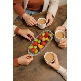 Resim Aesco Mta -Tech 2’li Cam Çerezlik Seti – Oval Şık Tasarım, Baloncuk Kenarlı – Meyve, Tatlı, Kahvaltı ve Meze Servisi Için Zarif Sofra & Dekoratif Tabak Seti 
