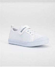 Resim Beyaz Renk Keten Cırtlı Çocuk Ayakkabı Beyaz 