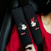 Resim 2 adet Disney Mickey & Minnie Mouse Araba Koltuk Kemeri Omuz Pedleri - Yumuşak, Sevimli Uzatma Koruyucuları Kırmızı Fiyonklu, Sıkışma Karşıtı Boyun Konforu, Siyah Polyester Kumaş, Tüm Araçlara Uygun, Sevgililer Günü ve Anneler Günü için Mükemmel Hediye, Kemer Kapakları 
