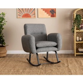 Resim Pafu Kono Tv / Dinlenme / Baba / Emzirme Koltuğu Sallanan Sandalye - Keten Açık Gri 