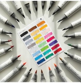 Resim 24 Lü Çift Uçlu Alkol Bazlı Marker Kalem Seti Brush + Chisel Diğer 