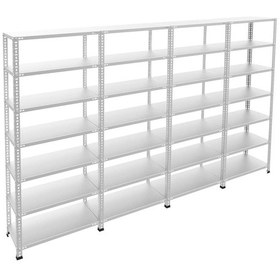 Resim Raf Burada 7 Katlı 4'lü Galvaniz Çelik Raf - Depo, Arşiv, Kiler, Dosya, Market Rafı-43x60 cm-150 cm-0.70 mm 
