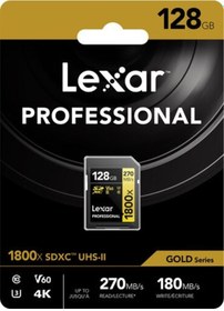 Resim Lexar Gold Series 1800x 128 GB SDXC Class 10 UHS-II Hafıza Kartı 