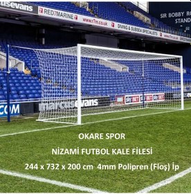 Resim Profesyonel Futbol Nizami Kale Ağı 244x732x200 4MM Ip Kalınlığı Çok Renkli 