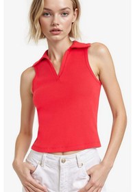 Resim Defacto Slim Fit Dar Kesim Polo Yaka Ribana Atlet F4433ax25aurd117 Kirmizi 