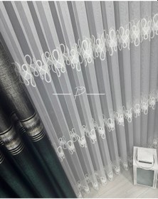 Resim Tül Perde Tt Zemin 3 Sıra Sarmal Desen Ultra İşlemeli 127592 Ekru 