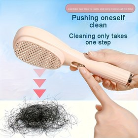 Resim 1 adet Saç Fırçası Pembe ve Beyaz Çekilebilir Saç Masajı Komı Elektriksel Olmayan, Taşınabilir Saç Cihazı Tüm Saç Tipleri İçin Uygun, Dalgalanmaları Artırır 