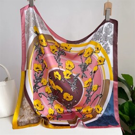 Resim Jump Rabbit Çizgili Eşarp Ipek Eşarp 70CM Küçük Kare Kafa Bandı Saç Türbanı Kravat Çanta (Yurt Dışından) 