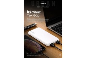 Resim Jopus 10000MAH Powerbank - LED Işık Göstergeli - Taşınabilir Şarj Cihazı - Beyaz JP-P10 