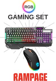 Resim Rampage Kb-r46 Carisma Rainbow Aydınlatmalı Usb Gaming Combo Q Gaming Klavye Lumos Makrolu 6400 Dpi 