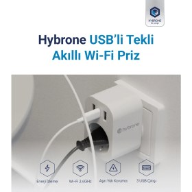 Resim Özbience Akım Korumalı Wi-Fi Akıllı Priz, Type-C ve USB Girişli, Enerji Izleme 