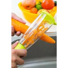 Resim Gampus Hazneli Soyacak Meyve Sebze Soyacağı Portatif Tasarım Kabukları Haznesinde Toplayan Pratik Soyacak 