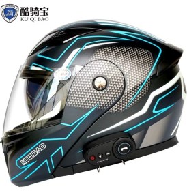 Resim Gümrük Bey Kuqibao F818 Bluetooth Özellikli Çift Lens Tam Koruma Motosiklet Kaskı - Ece Sertifikalı - L Beden 