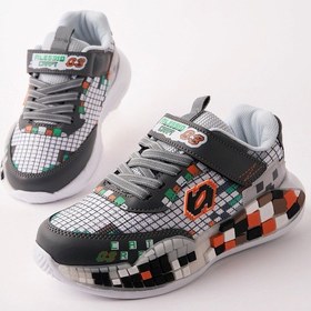 Resim Muggo Block Renkli Blok Tabanlı Cırtlı Ve Bağcıklı Çocuk Sneaker Spor Ayakkabı Gri 