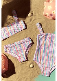 Resim Penti Renkli Kız Çocuk Ribbon Bandeau Bikini Takımı 